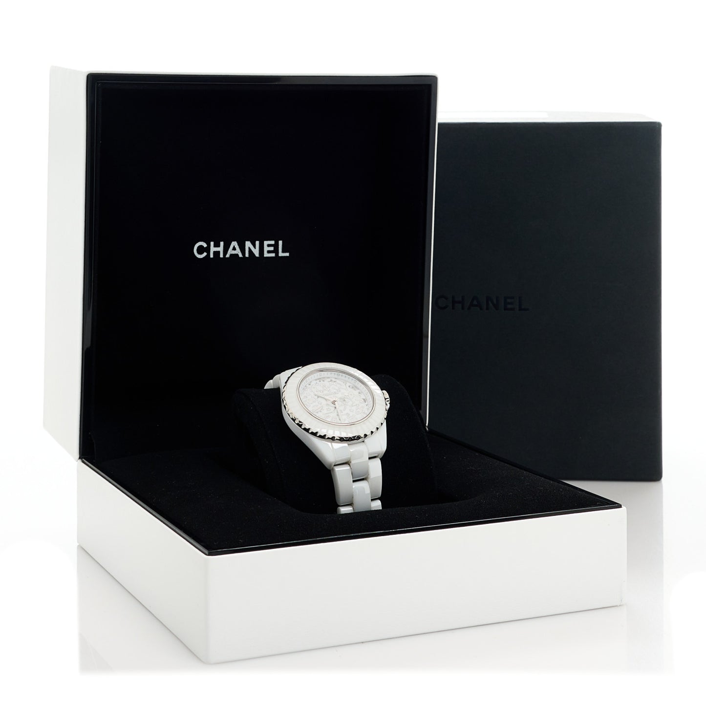 Stainless Steel Ceramic Diamond 33mm J12 Limited Edition Quartz Watch White