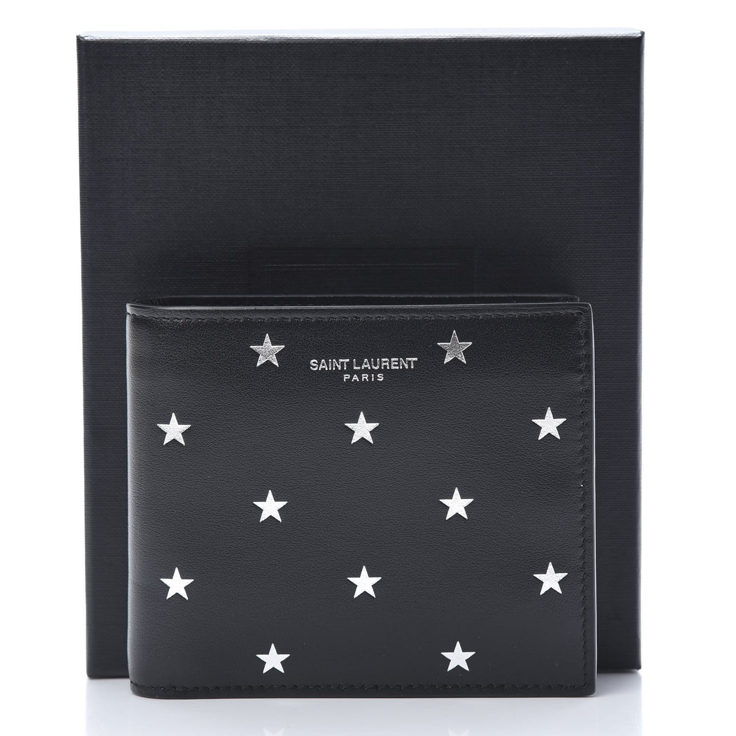 Calfskin Star Print East West Wallet Black