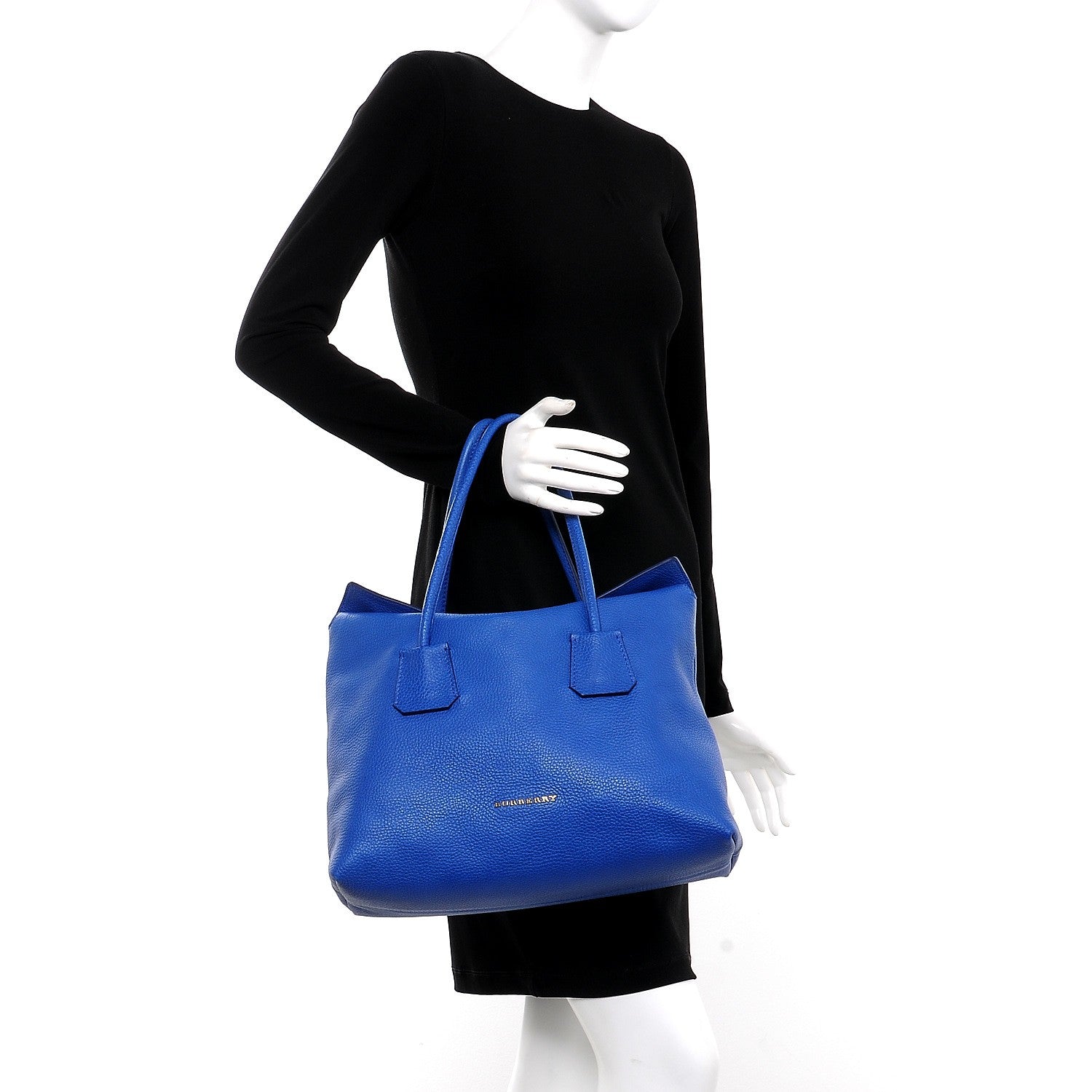 Burberry Grainy Calfskin Medium Baynard Tote Brilliant Blue 2 of 8