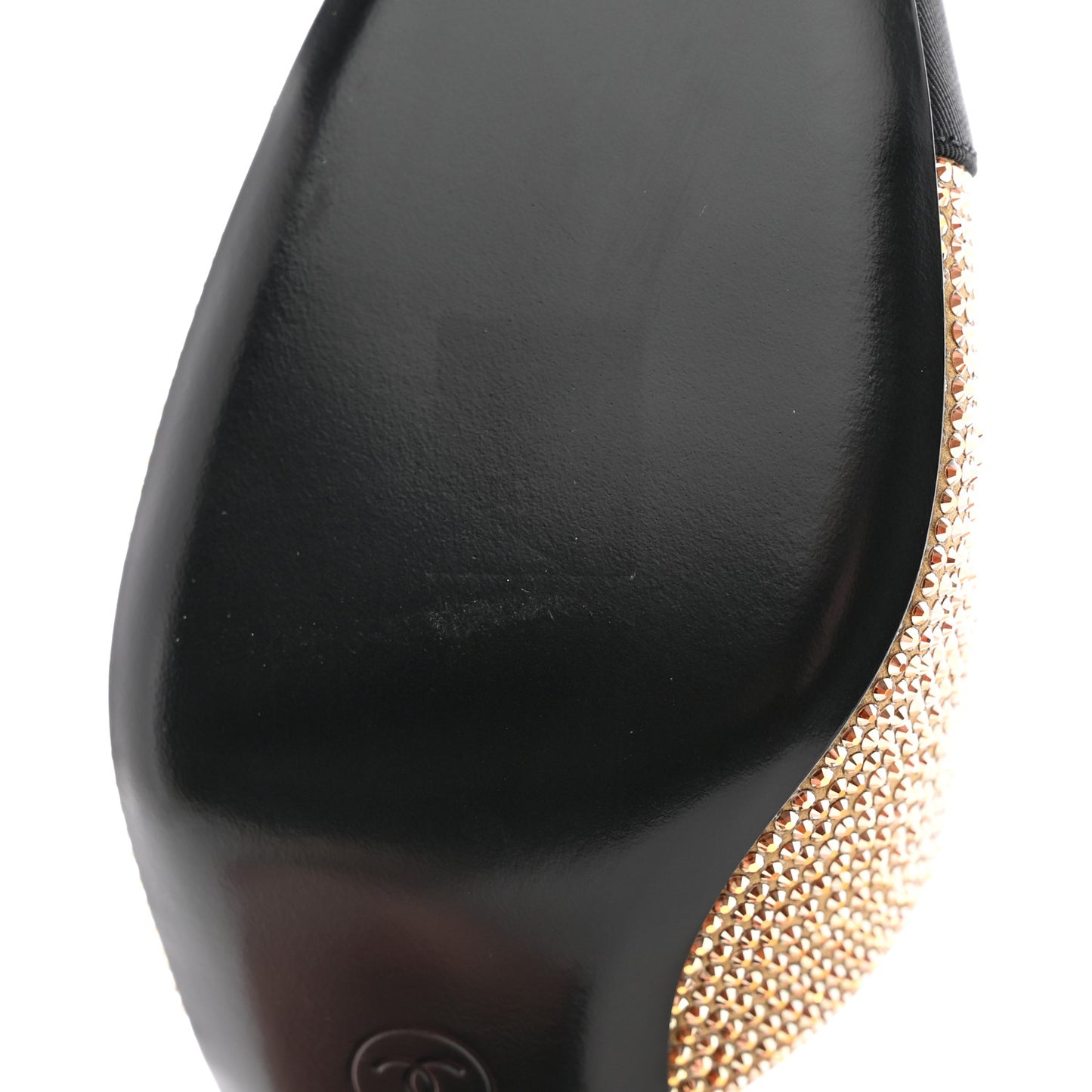 Strass Grosgrain Cap Toe CC Slingback Pumps 40 Gold Black