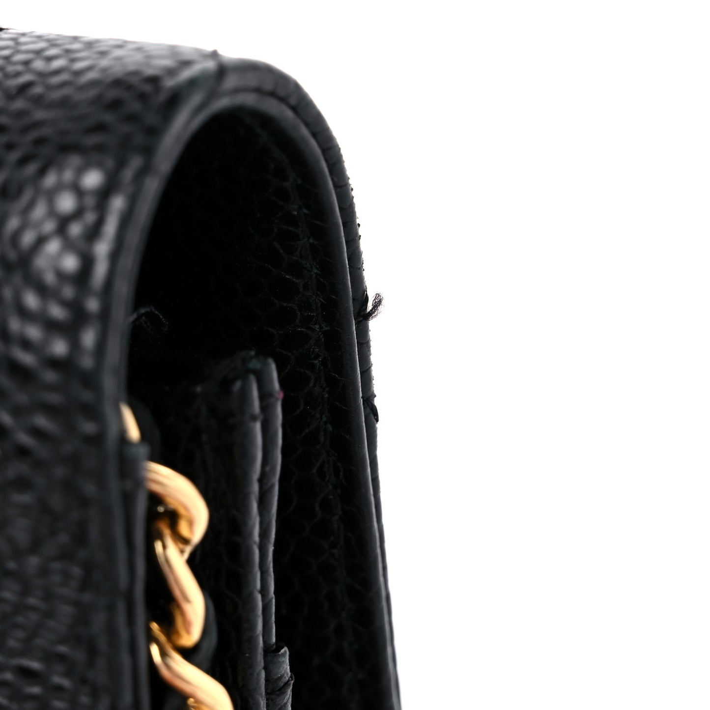 Caviar Quilted Wallet on Chain WOC Black
