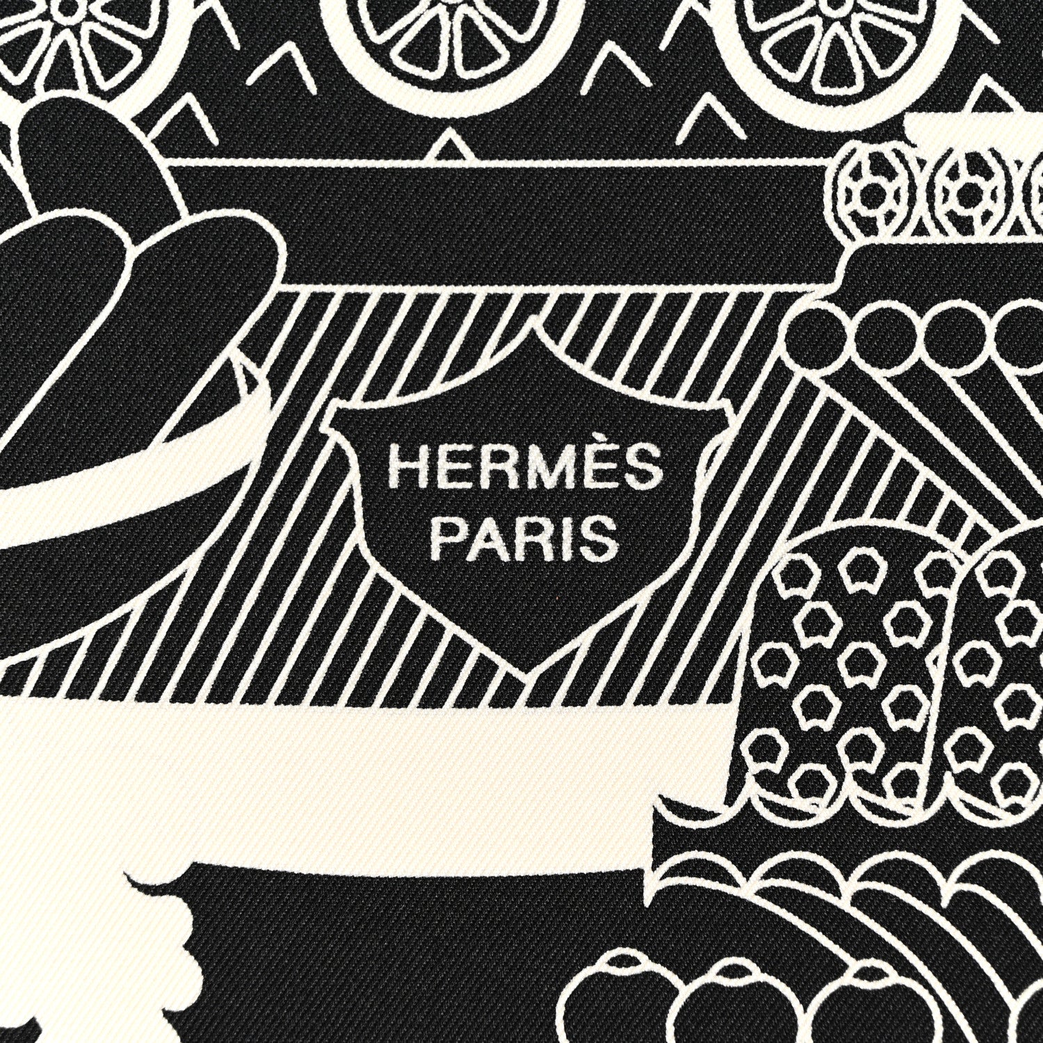 Hermes Silk La Patisserie Francaise Scarf 90 Black Creme 2 of 5