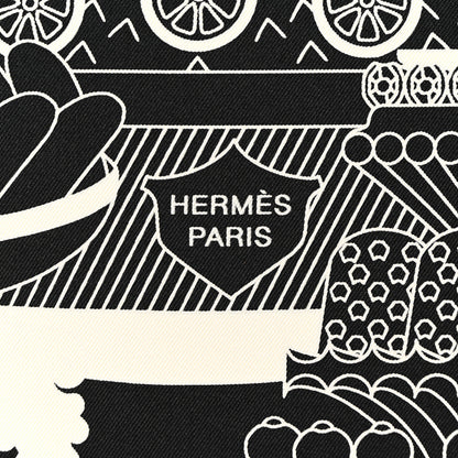 Hermes Silk La Patisserie Francaise Scarf 90 Black Creme 2 of 5