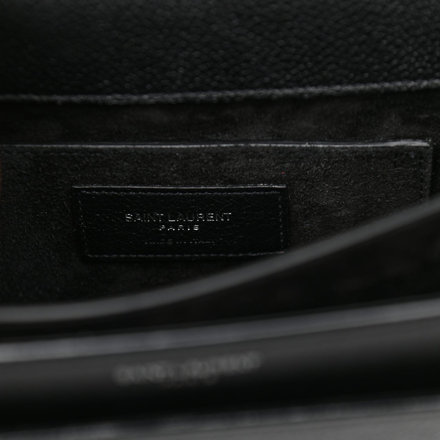 Grained Calfskin Medium Monogram Sunset Satchel Black