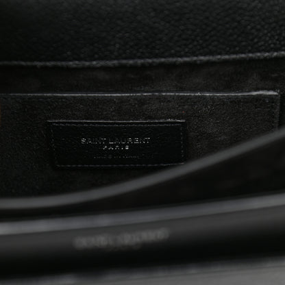 Saint Laurent Grained Calfskin Medium Monogram Sunset Satchel Black 5 of 12