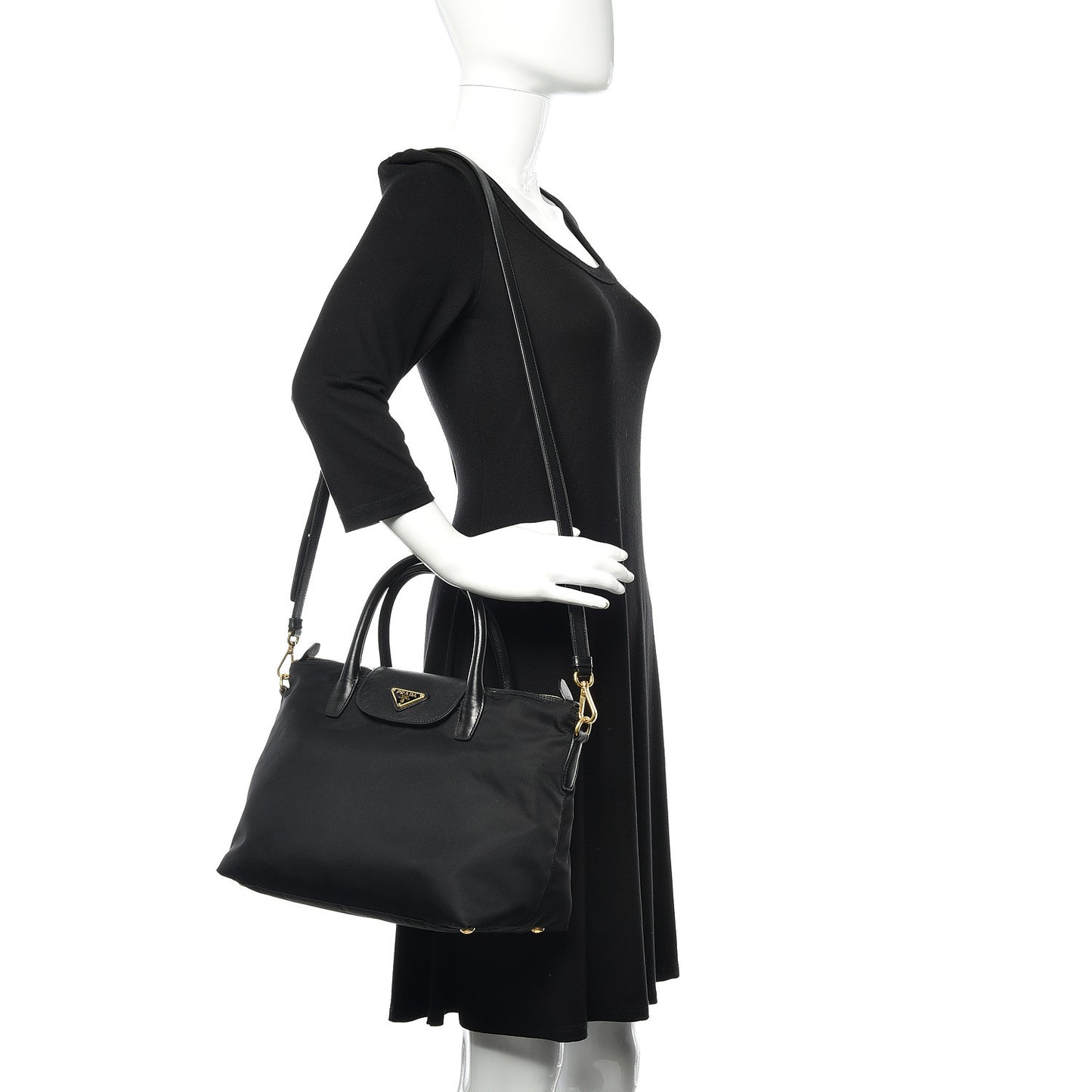 Tessuto Nylon Saffiano Tote Black