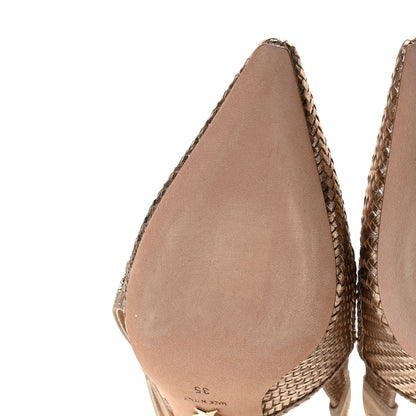 Christian Dior Laminated Calfskin Ribbon Crystal Woven J'Adior Slingback 65mm Pumps 35 Copper 5 of 10