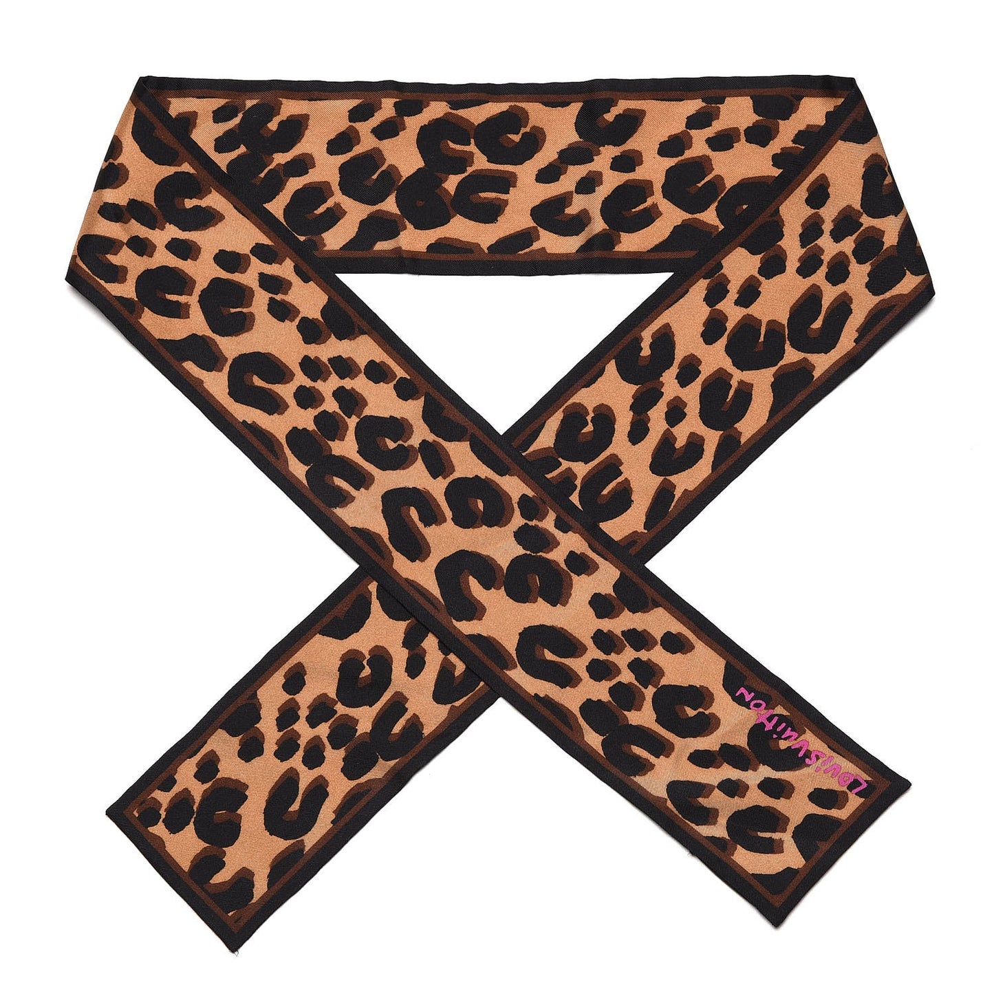 Silk Leopard Bandeau Scarf Marron