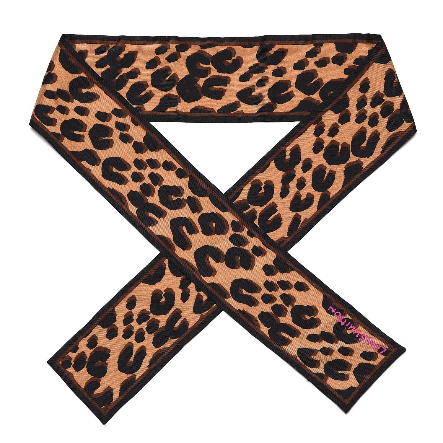 Louis Vuitton Silk Leopard Bandeau Scarf Marron 1 of 5