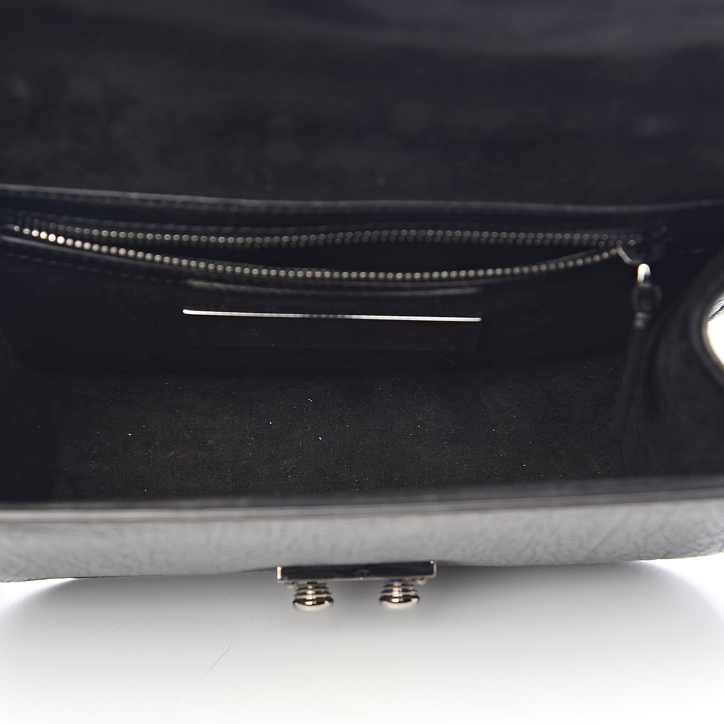 Pebbled Calfskin Small Glam Lock Rockstud Flap Black