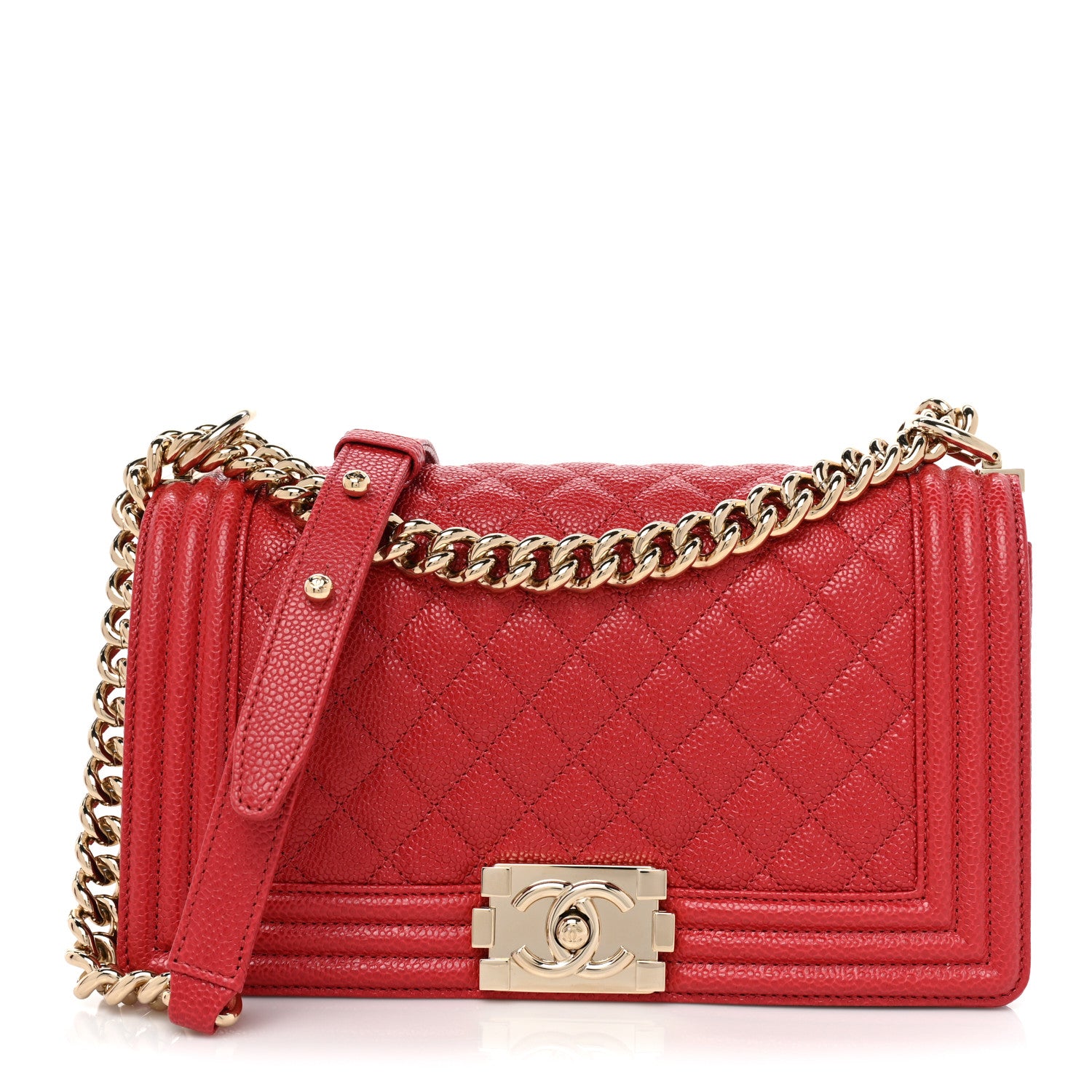 Chanel Caviar Quilted Medium Boy Flap Red 2 of 8