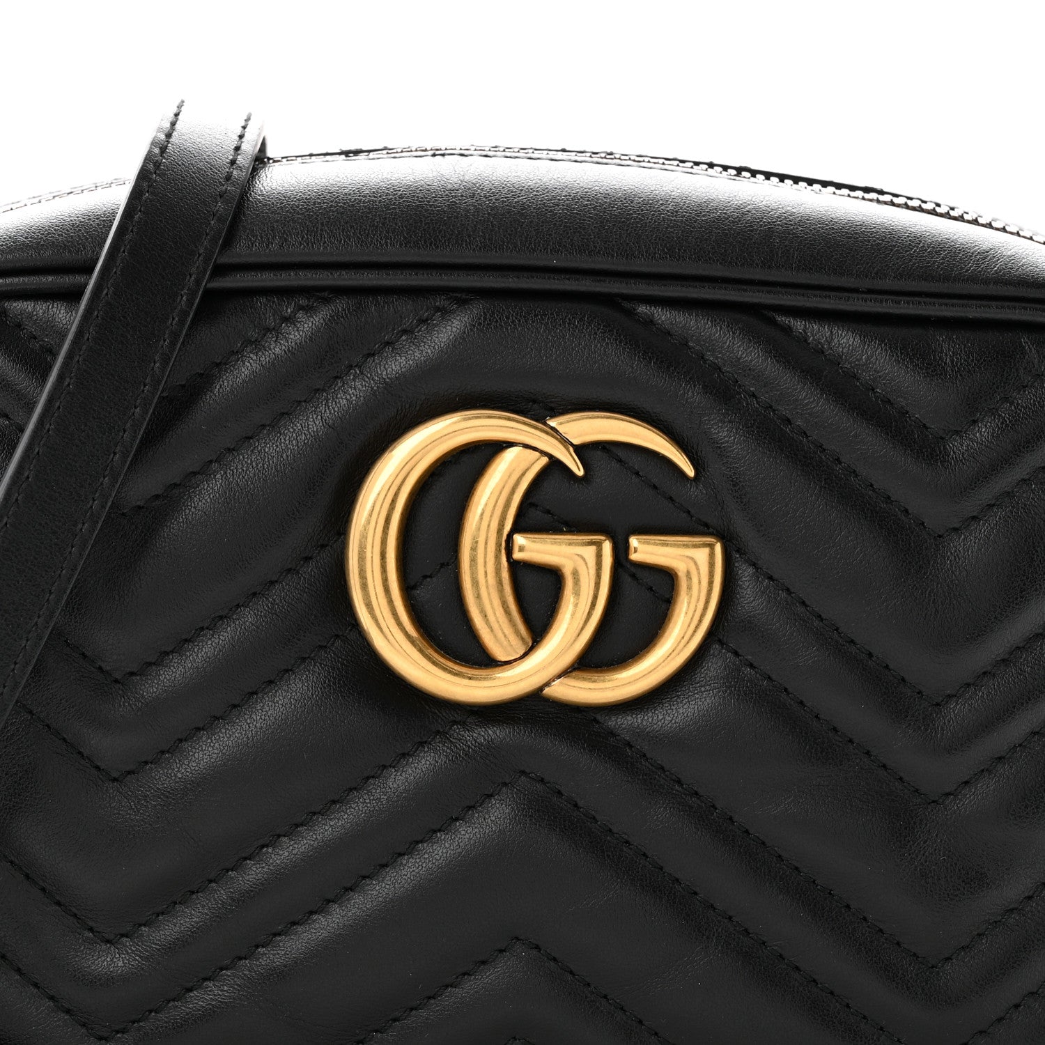 Gucci Calfskin Matelasse Small GG Marmont Chain Shoulder Bag Black Black 7 of 9