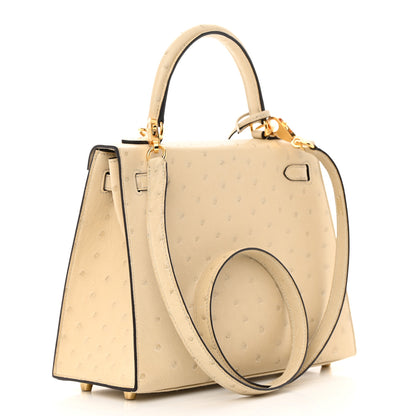 Hermes Ostrich Kelly Sellier 25 Parchemin 2 of 11