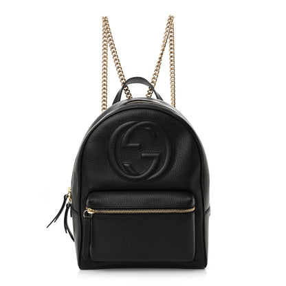 Gucci Pebbled Calfskin Soho Chain Backpack Black 1 of 12