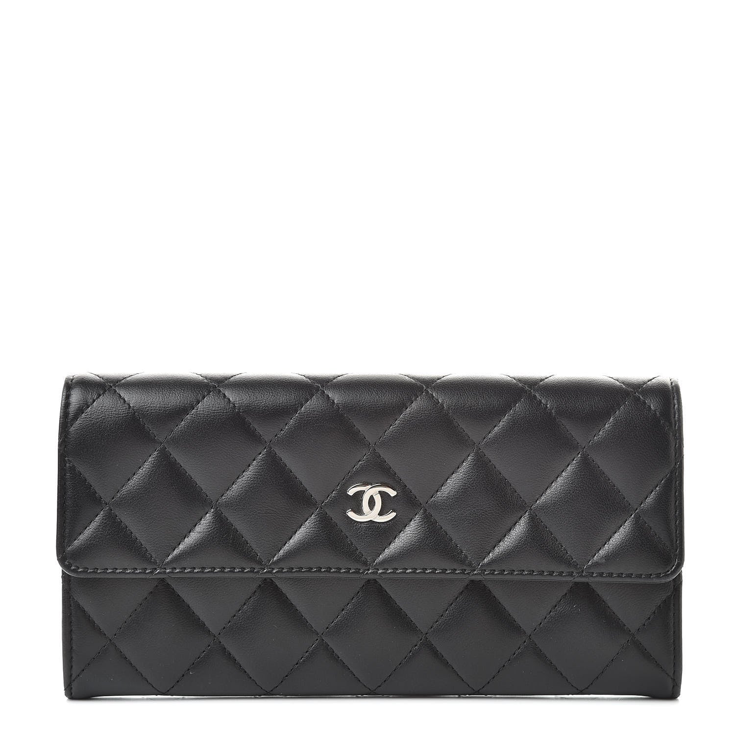 Chanel Lambskin Quilted Large Gusset Flap Wallet Black 1 of 11
