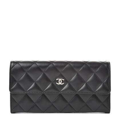 Chanel Lambskin Quilted Large Gusset Flap Wallet Black 1 of 11