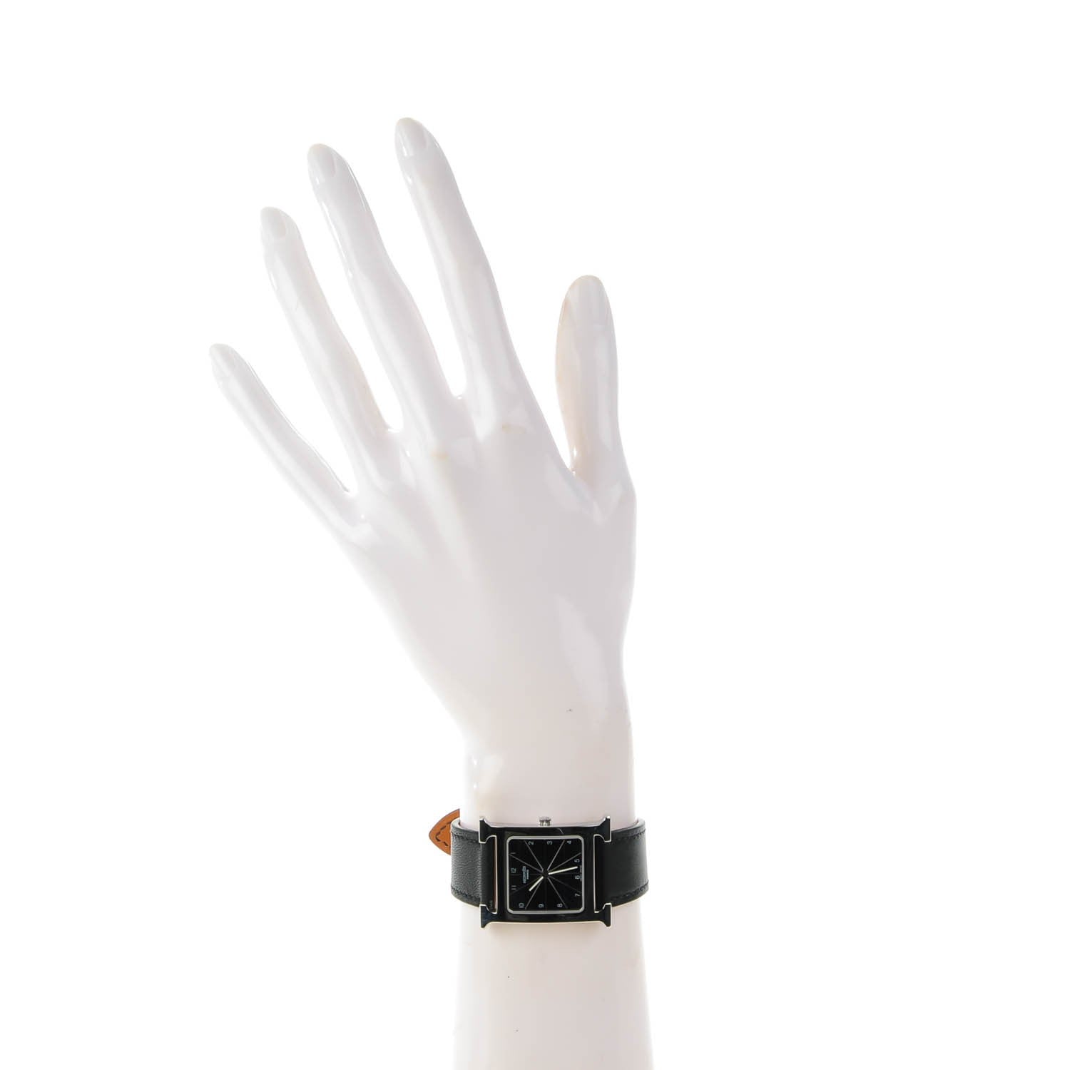 Hermes Stainless Steel Barenia Lacquer 26mm Heure H Hour Quartz Watch Noir 3 of 10