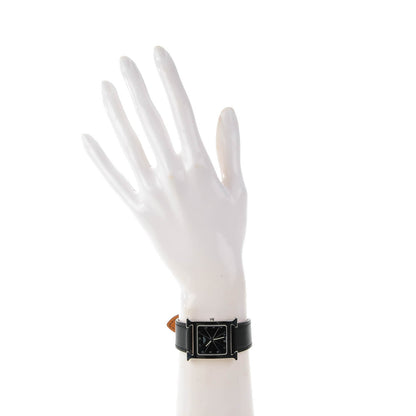 Hermes Stainless Steel Barenia Lacquer 26mm Heure H Hour Quartz Watch Noir 3 of 10