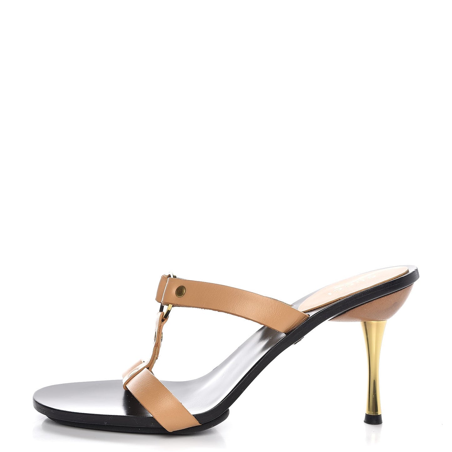 Calfskin Sandal Heels 37 Beige