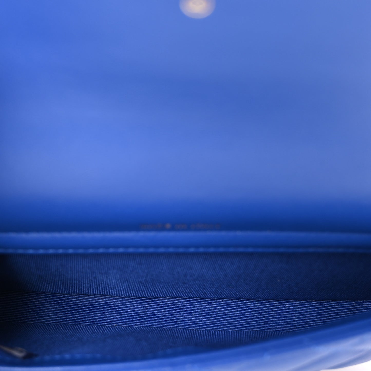 Lambskin Quilted Flap Phone Holder With Chain Blue