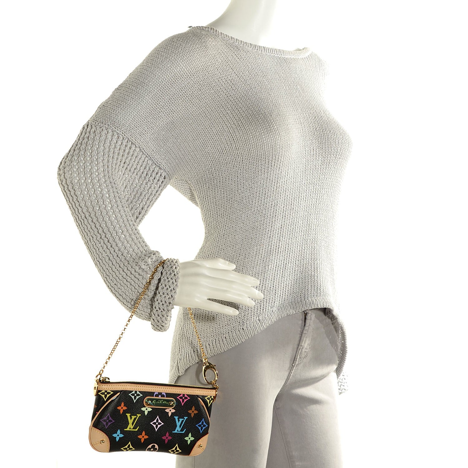 Louis Vuitton Monogram Multicolor Pochette Milla MM Black 2 of 7