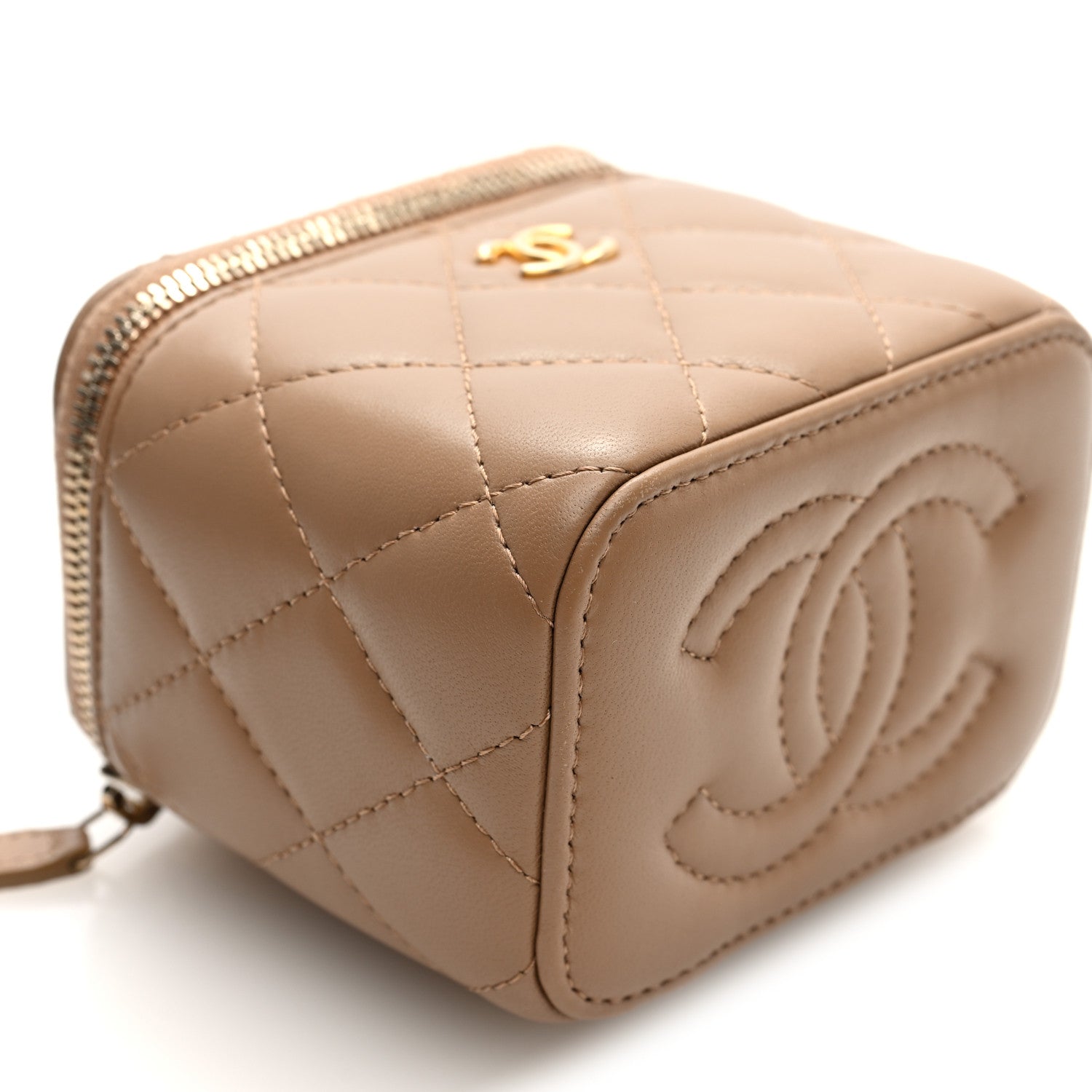 Chanel Lambskin Quilted Pearl Crush Mini Vanity Case With Chain Beige 9 of 11