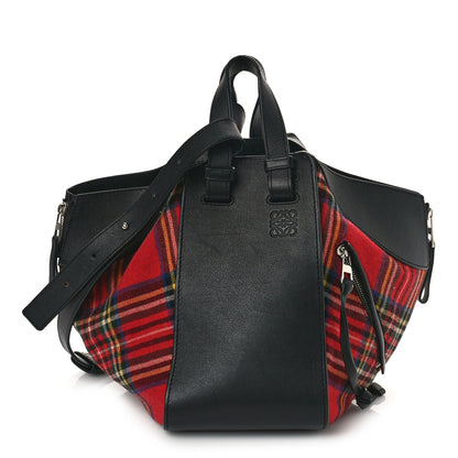 Loewe Wool Calfskin Small Hammock Shoulder Bag Black Red Tartan 1 of 9