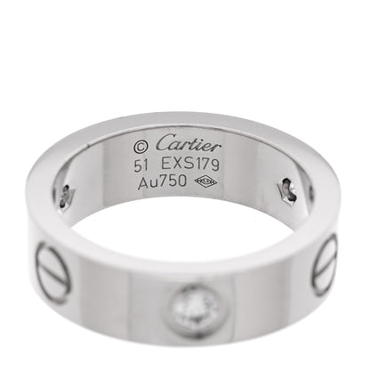 Cartier 18K White Gold 3 Diamond 5.5mm LOVE Ring 51 5.75 4 of 5