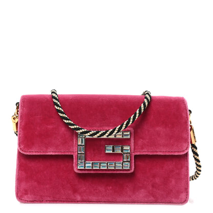 Gucci Velvet Crystal Square G Shoulder Bag Light Raspberry Rose 7 of 9