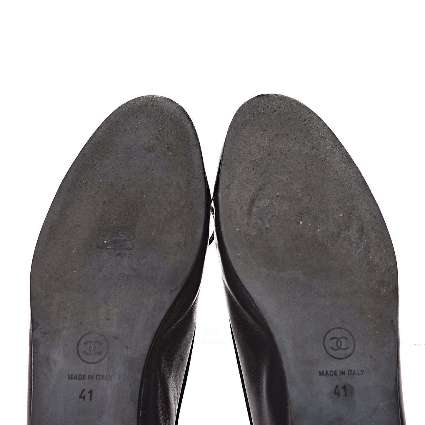 Lambskin Patent Cap Toe Ballerina Flats 41 Black