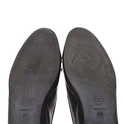Chanel Lambskin Patent Cap Toe Ballerina Flats 41 Black 9 of 15