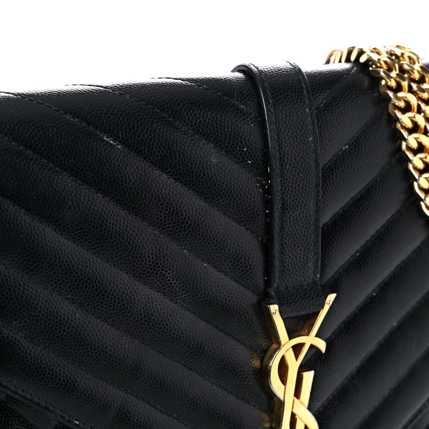 Grain De Poudre Textured Mixed Matelasse Large Triquilt Monogram Satchel Black