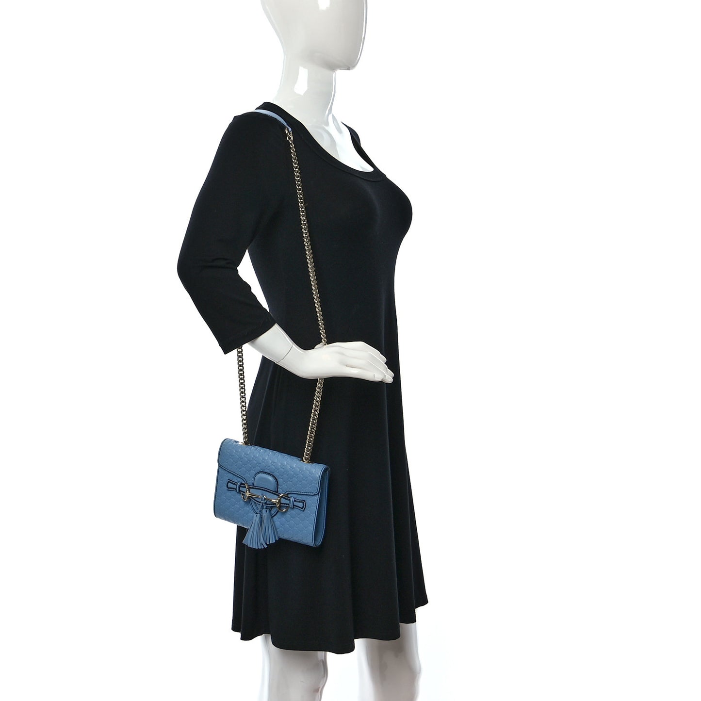 Soft Microguccissima Mini Emily Chain Shoulder Bag Mineral Blue