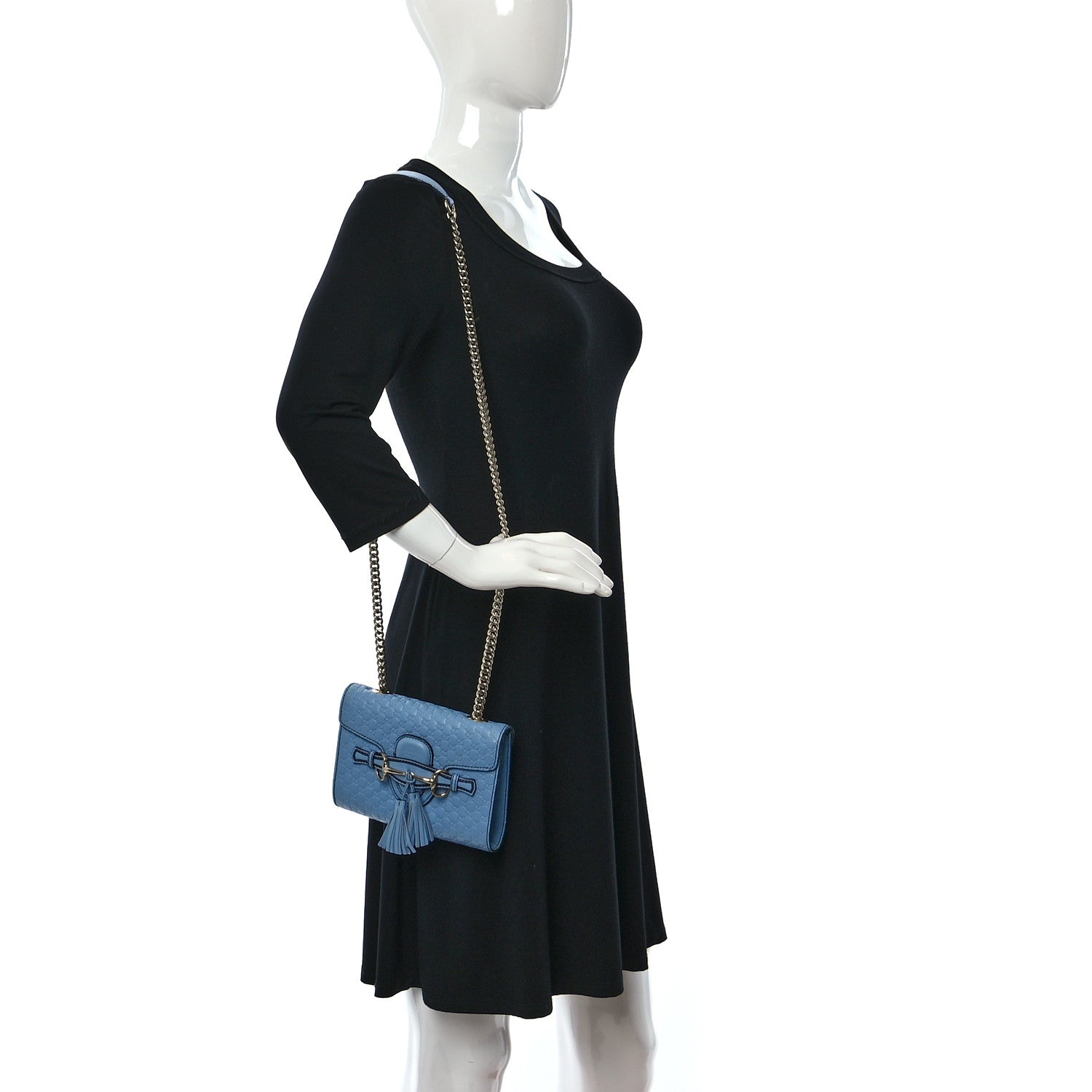 Gucci Soft Microguccissima Mini Emily Chain Shoulder Bag Mineral Blue 2 of 9