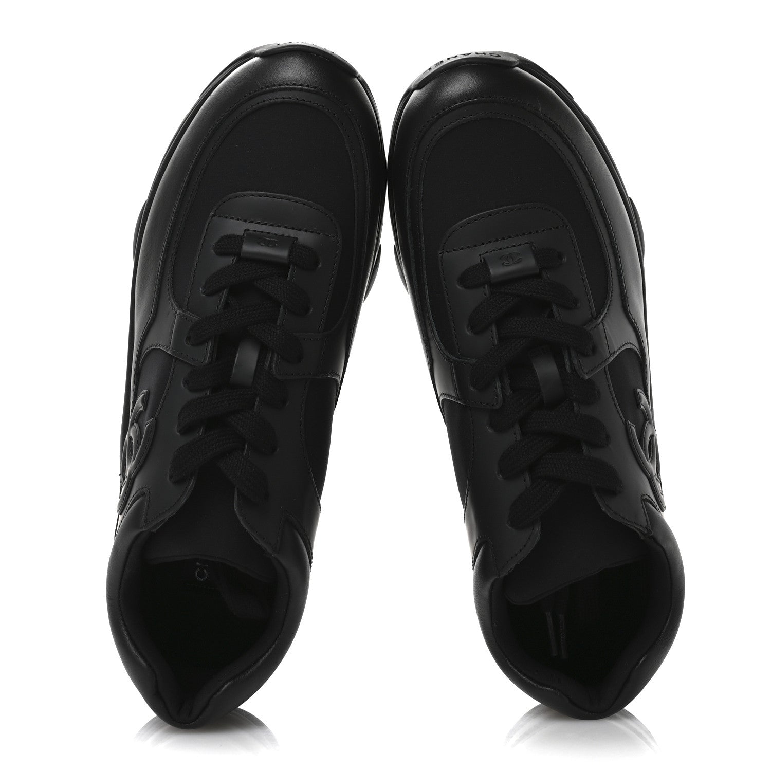 Chanel Calfskin Lambskin CC Uniform Sneakers 42 Black 2 of 8