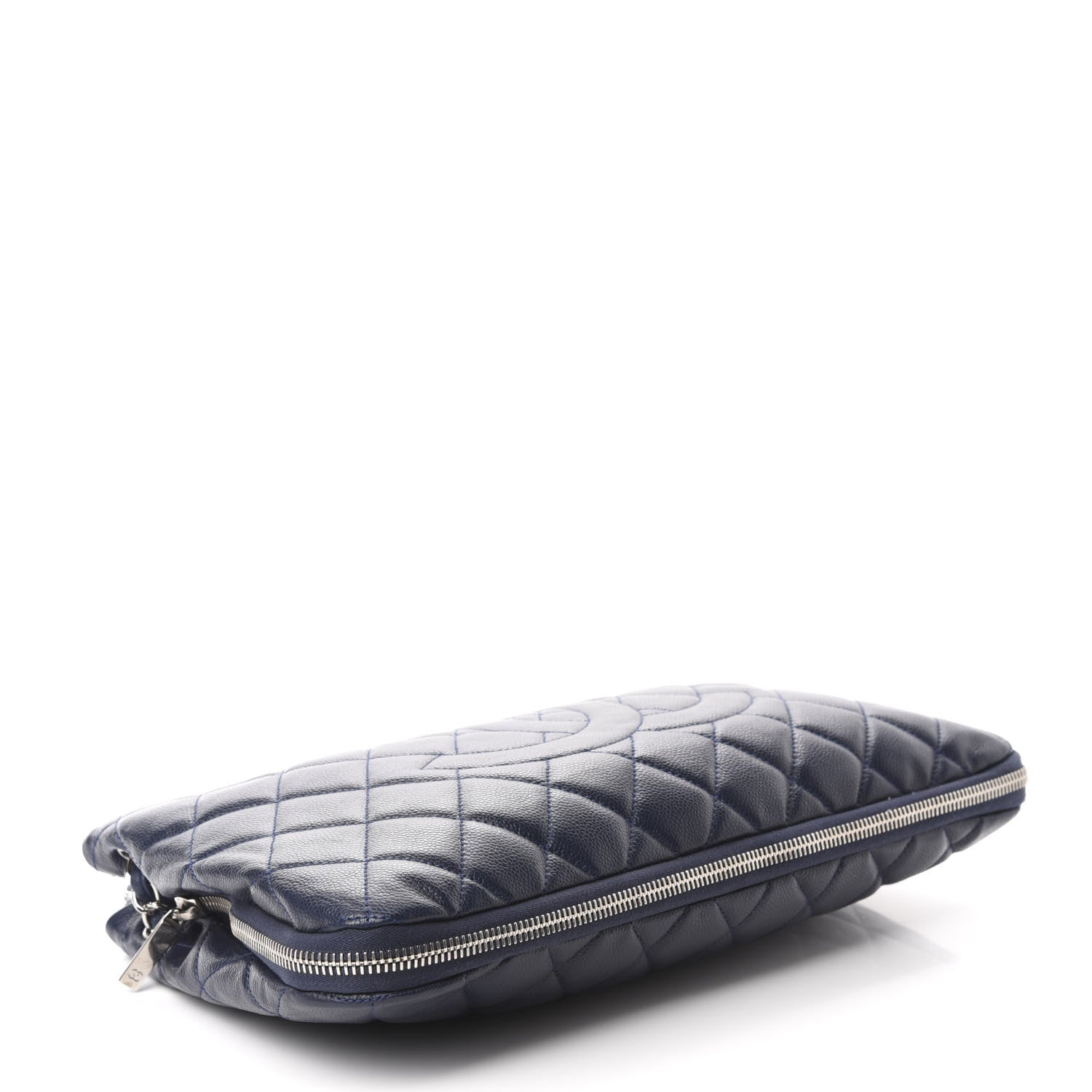 Chanel Caviar Quilted Expandable Zip Shoulder Bag Blue 4 of 10