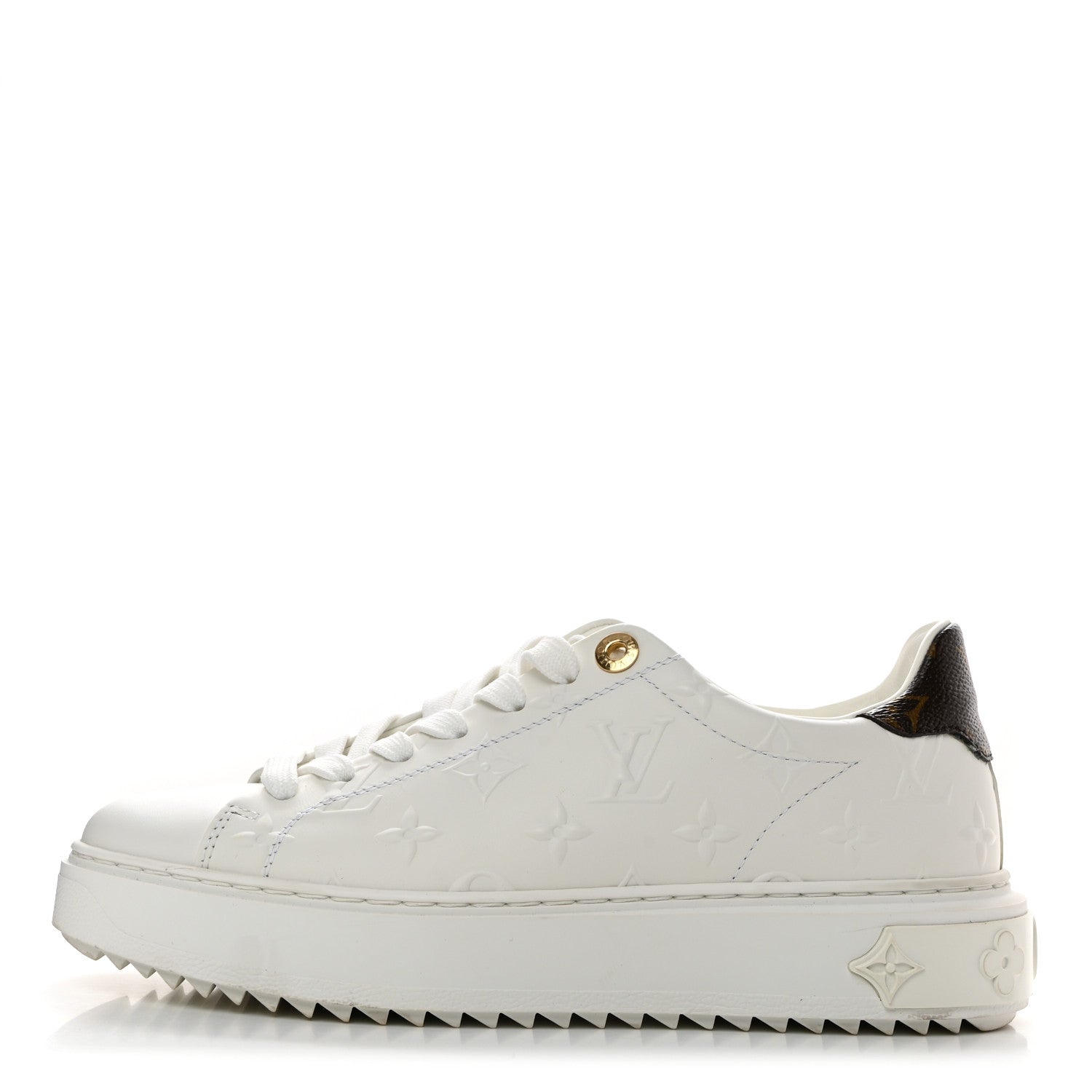 Louis Vuitton Calfskin Monogram Debossed Time Out Sneakers 38 White 1 of 10