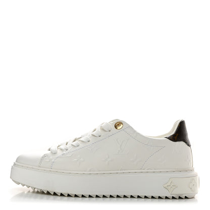 Louis Vuitton Calfskin Monogram Debossed Time Out Sneakers 38 White 1 of 10