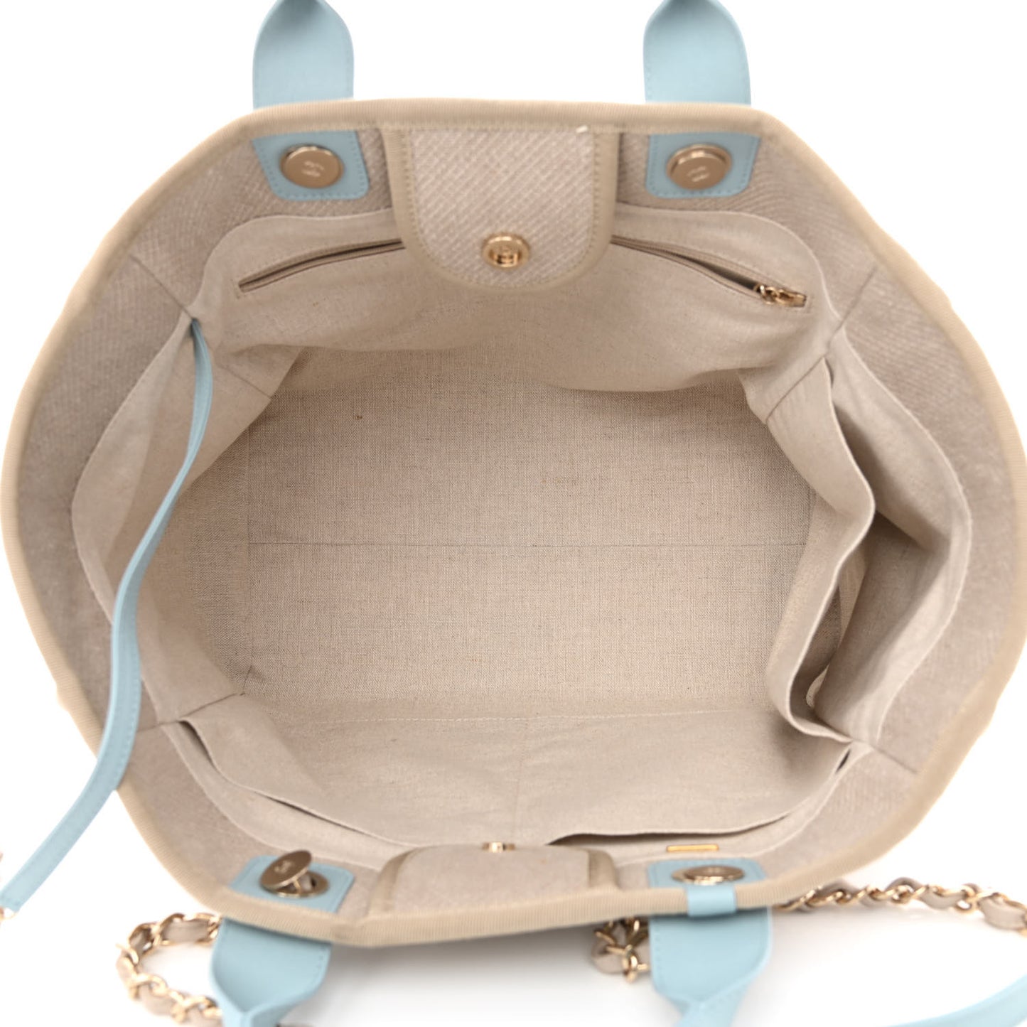 Mixed Fibers Calfskin Medium Deauville Tote Grey Light Blue