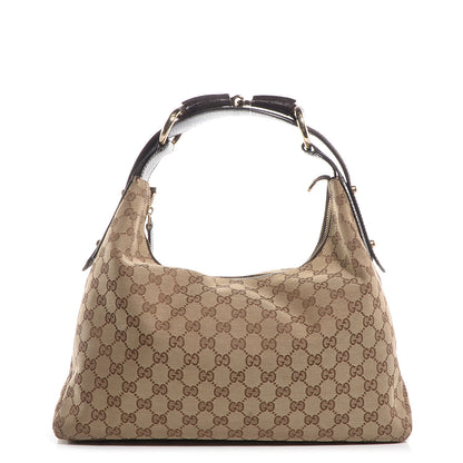Gucci Monogram Medium Horsebit Chain Hobo Brown 1 of 7