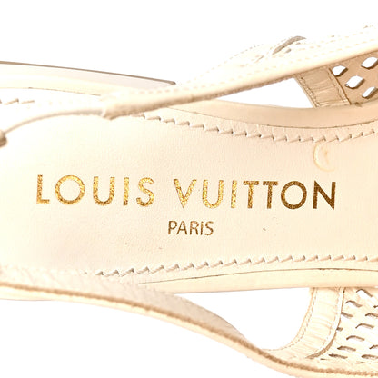 Louis Vuitton Calfskin Perforated Shake Slingback Pumps 36.5 Creme Beige 9 of 10
