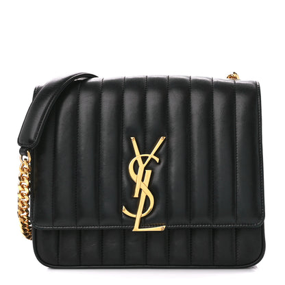 Saint Laurent Lambskin Matelasse Monogram Large Vicky Chain Bag Black 1 of 11