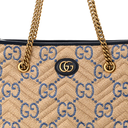 Gucci Raffia GG Monogram Matelasse Medium GG Marmont Shoulder Tote Natural Royale Off White 7 of 10
