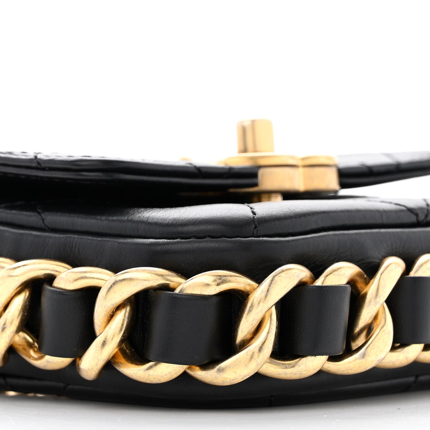 Calfskin Quilted Mini Framing Chain Bag Black