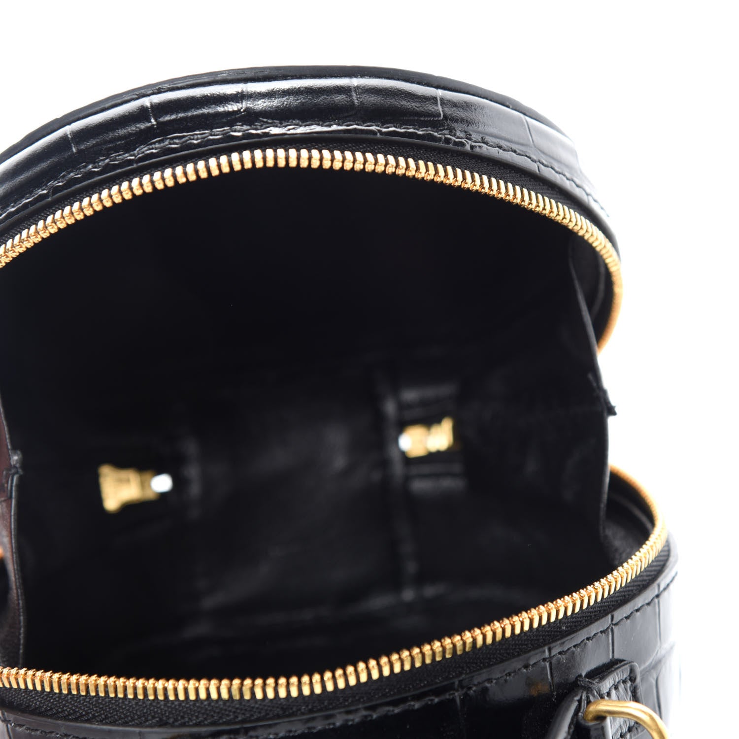 Balenciaga Calfskin Crocodile Embossed Vanity Round Bag Mini Black 5 of 10