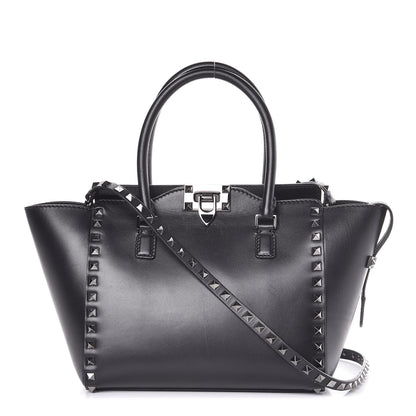 Valentino Garavani Vitello Small Rockstud Double Handle Tote Black 1 of 14