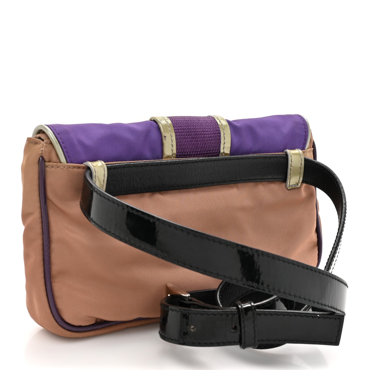 Nylon Vernice Belt Bag Purple Beige Black