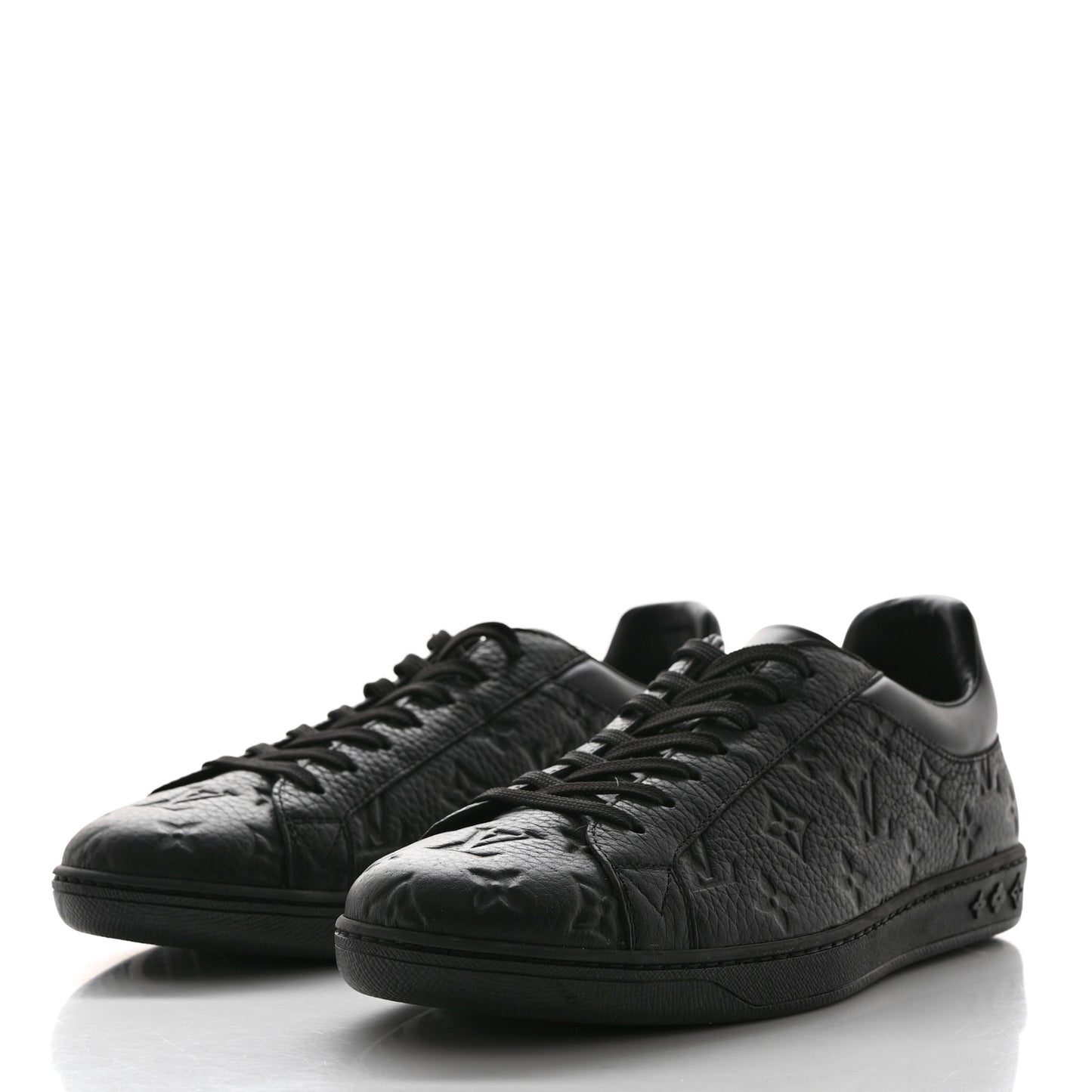 Grained Calfskin Embossed Monogram Mens Luxembourg Sneakers 9 Black