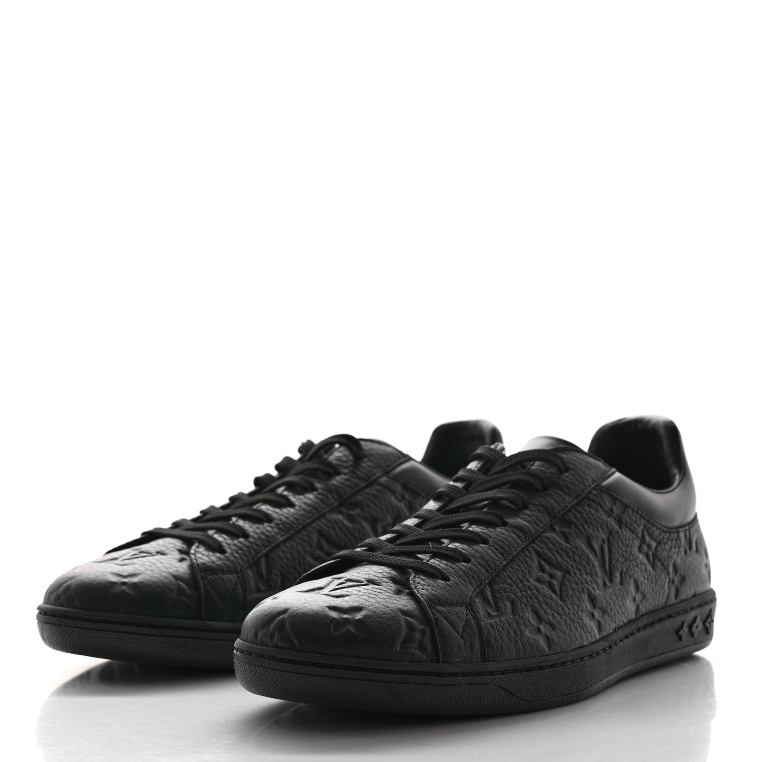 Louis Vuitton Grained Calfskin Embossed Monogram Mens Luxembourg Sneakers 9 Black 3 of 8