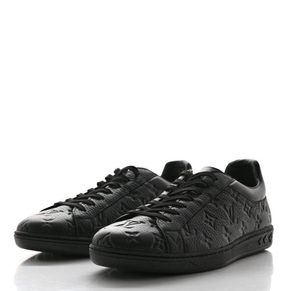 Louis Vuitton Grained Calfskin Embossed Monogram Mens Luxembourg Sneakers 9 Black 3 of 8
